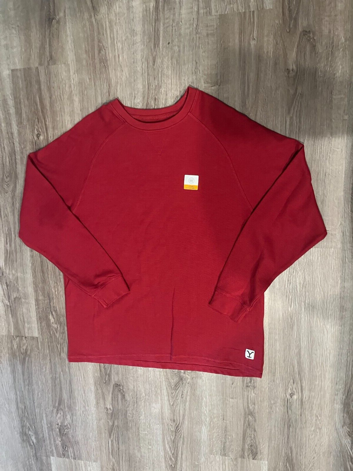 Yellowstone Mens Rugged LS Waffle Crew Neck Pullover Shirt, Red Size XL, No Tag gallery