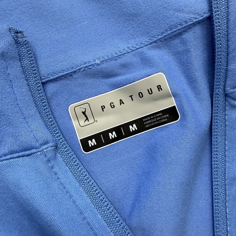PGA Tour Pullover Quarter Zip Mens Medium Blue Stripe Shirt Long Sleeve NWT gallery