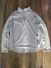 Saucony Pullover Mens Medium Gray Quarter Zip Running Reflective Fleet Feet