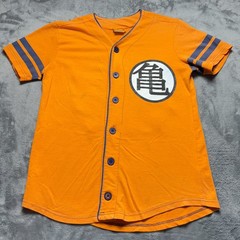 Vintage Dragon Ball Z Baseball Jersey Mens Small Orange Japanese Anime Goku Logo