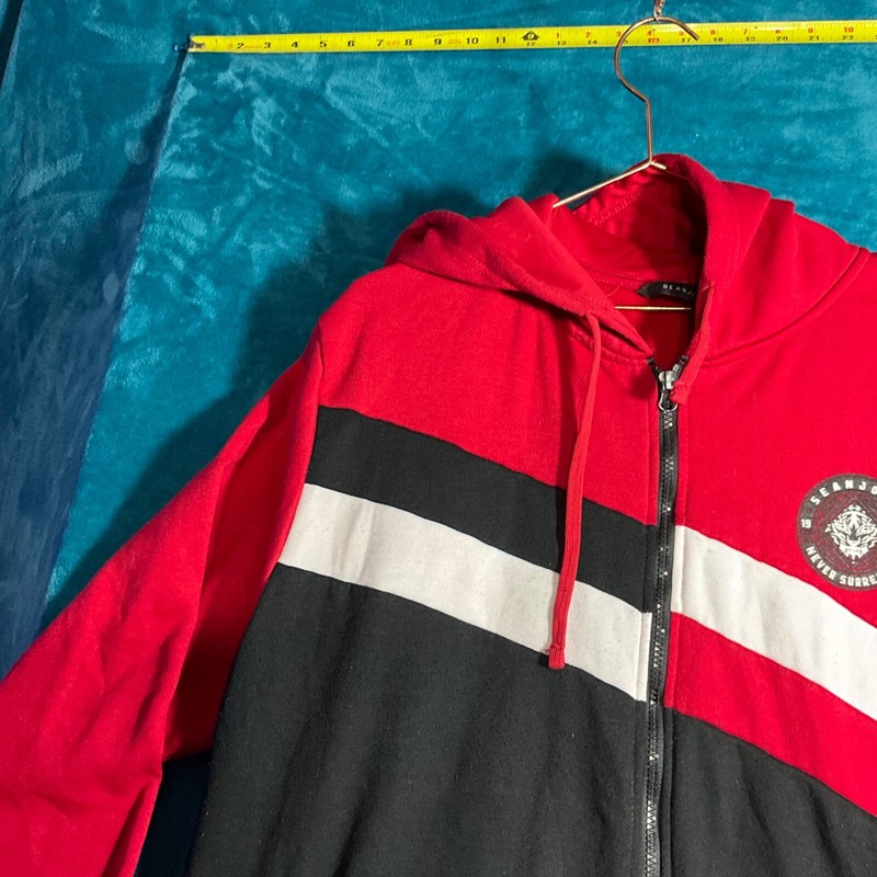 SEAN JOHN Red W/ Black & White Trim Full Zip Hooded Hoodie Sweatshirt 2XL gallery