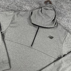 New Balance Hooded Pullover Shirt Mens XL Extra Large Gray 1/4 Zip Running