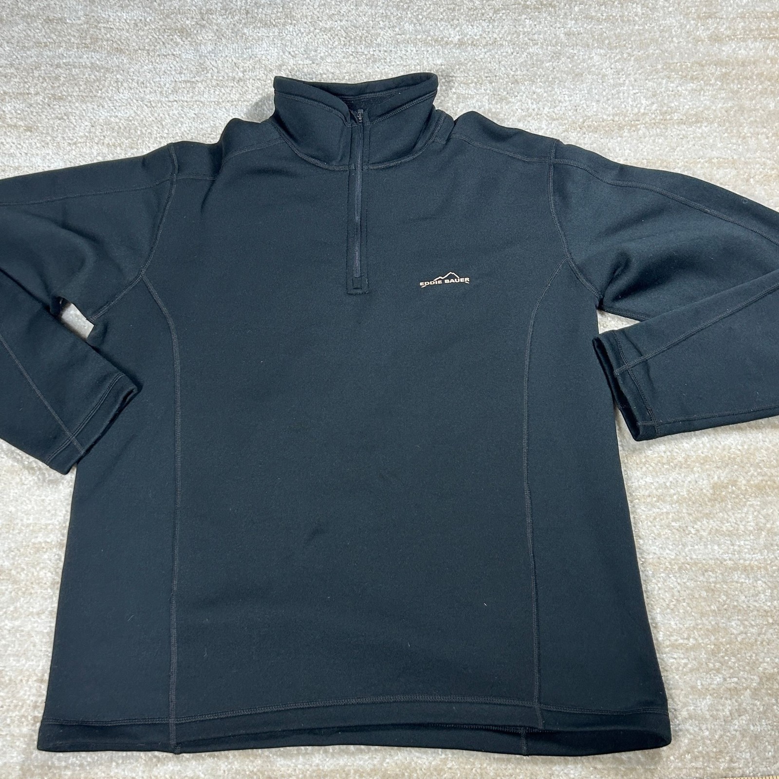 Eddie Bauer Pullover Mens L Black Quarter Zip Fleece Sport Half Zip Top Athletic gallery
