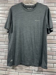 Eddie Bauer Shirt Mens L Gray Motion FreeDry Logo Athletic Active Gym Tee