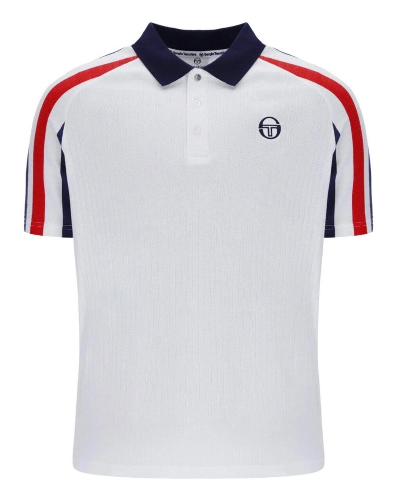 Sergio Tacchini McEnroe Blow White/Red/Blue Tennis Polo Shirt -Free Red Headband