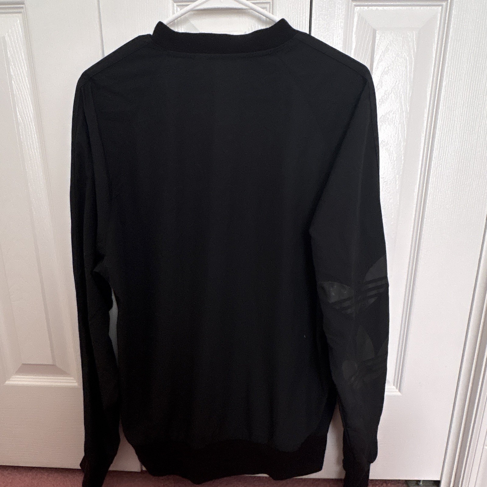 Adidas Originals Men's L Black Crew Neck Pullover Sweatshirt Trefoil Polyester gallery