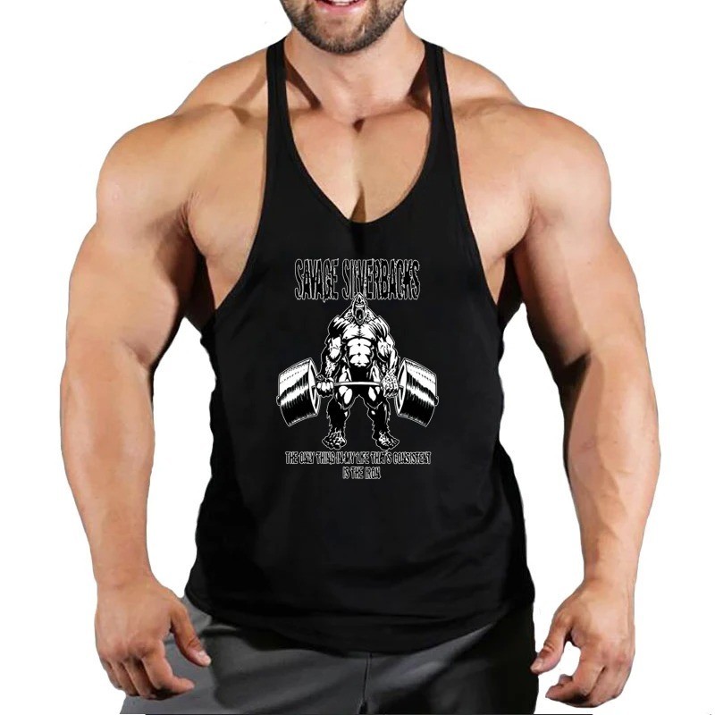 Men Tank Top Bodybuilding Gym Workout Fitness Cotton Sleeveless Stringer Vest gallery