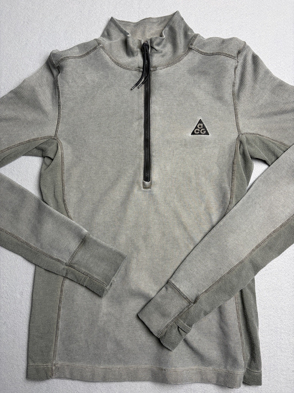 Nike ACG Pullover Mens Medium Gray Dri-FIT ADV Waffle Quarter Zip Thermal Top gallery
