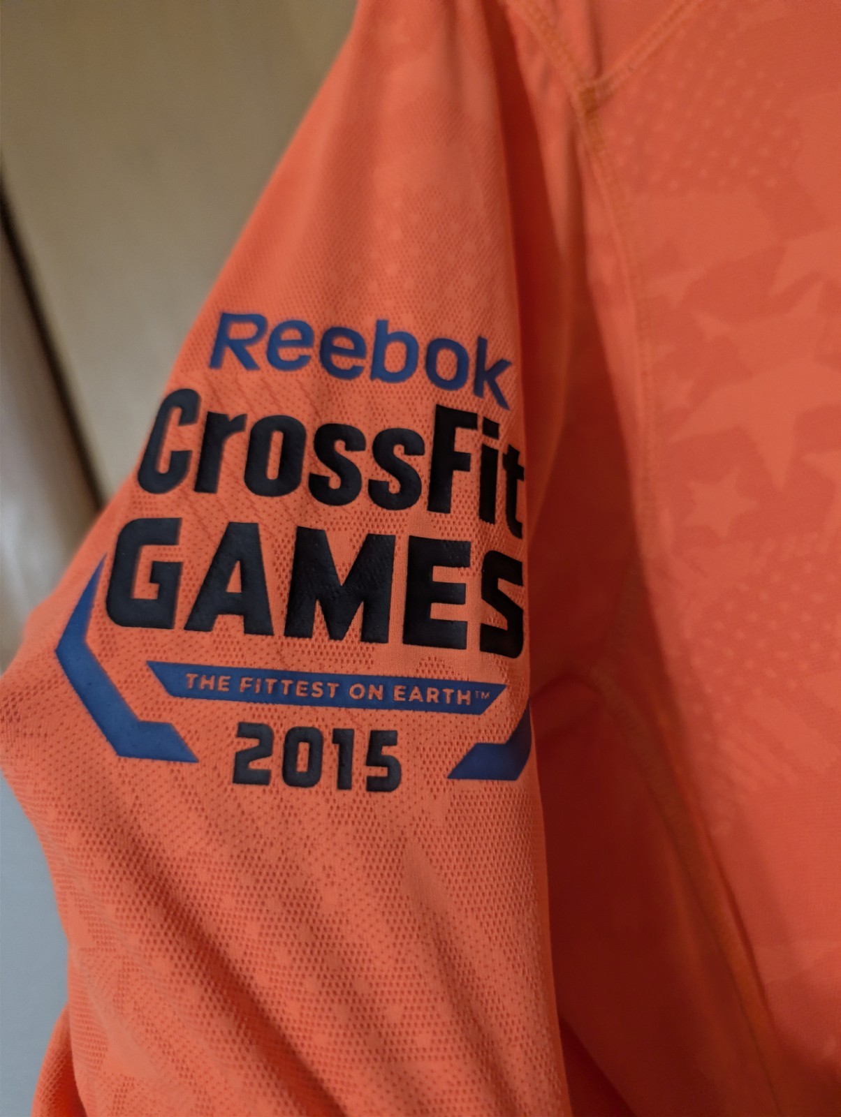 Reebok CrossFit Games 2015 Mens M Orange Pullover Hoodie Graphic Logo Pockets gallery