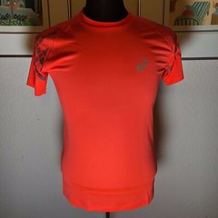 New Asics Speed SS Athletic Training Top M110447 Men’s S/P Orange MSRP $80