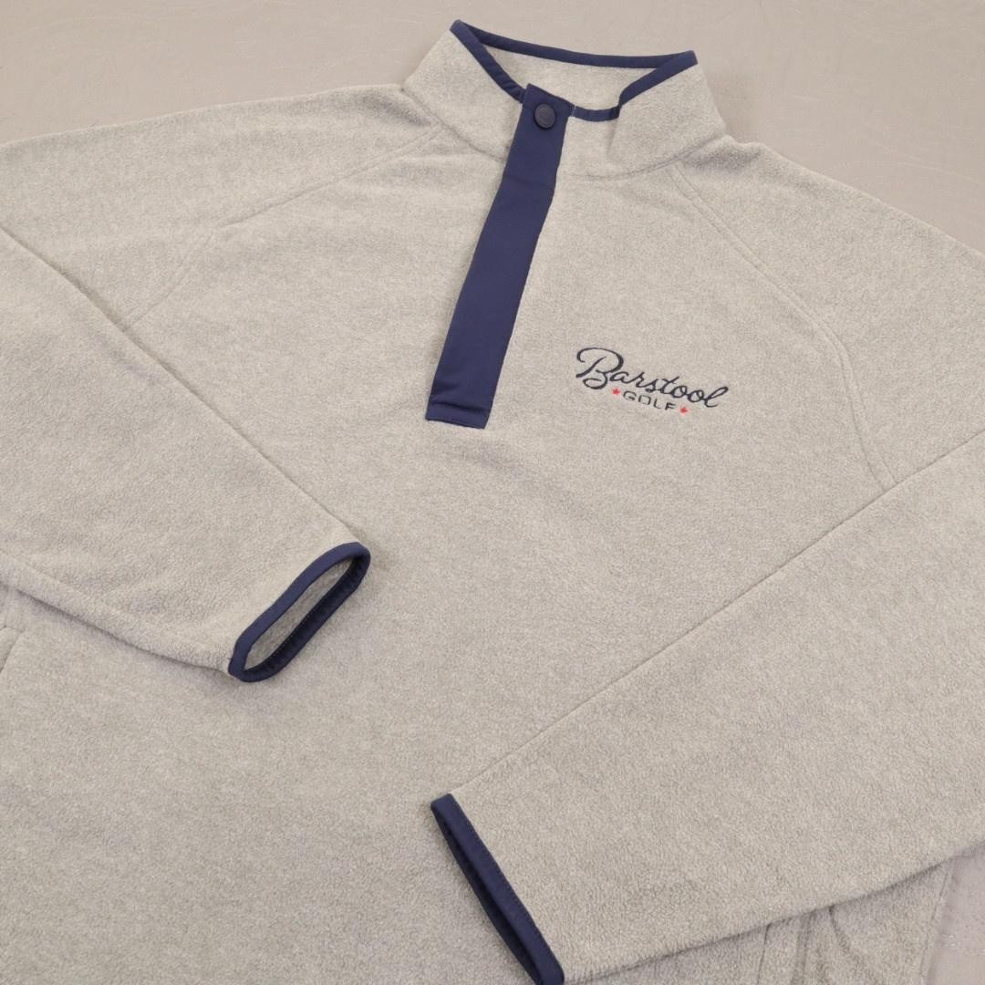 Peter Millar Barstool Fleece Sweater Pullover Mens Medium Gray Golf Long Sleeve gallery