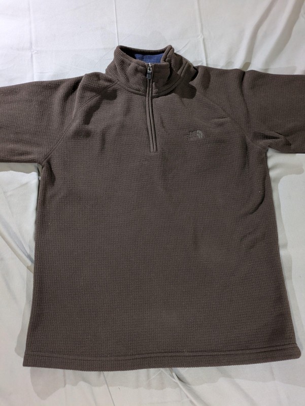 Vintage The North Face Pullover Men Medium Brown 1/4 Zip Grid Fleece Hiking AP9V gallery