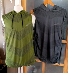 2-Hooded Tank Shirts Sleeveless XL Men Activewear Lightweight Drawstring Neleus
