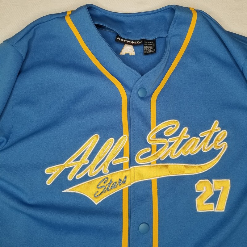 Vtg Y2K Starter All Star Asphalt Legends Blue Yellow Baseball Jersey Mens Medium gallery