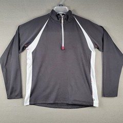 Alo 1/4 Zip Pullover Mens Medium Performance Club Logo Black Gray Gym Athleisure
