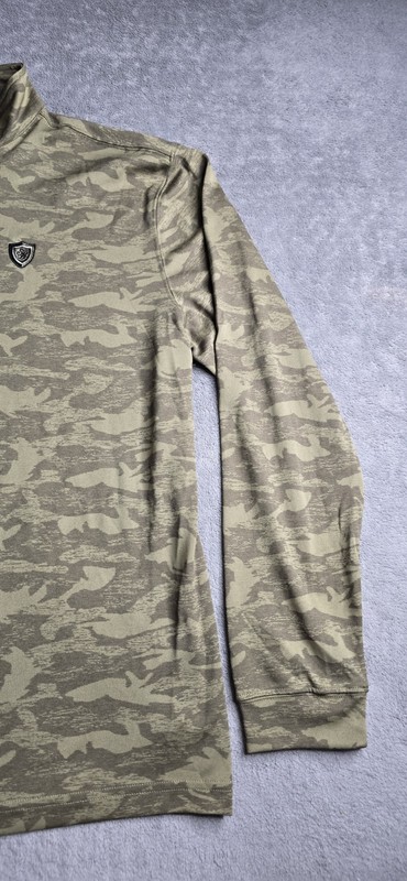 Straight Down Mens XL Desert Green Camo Abstract 1/4 Zip Golf L/S Pullover gallery