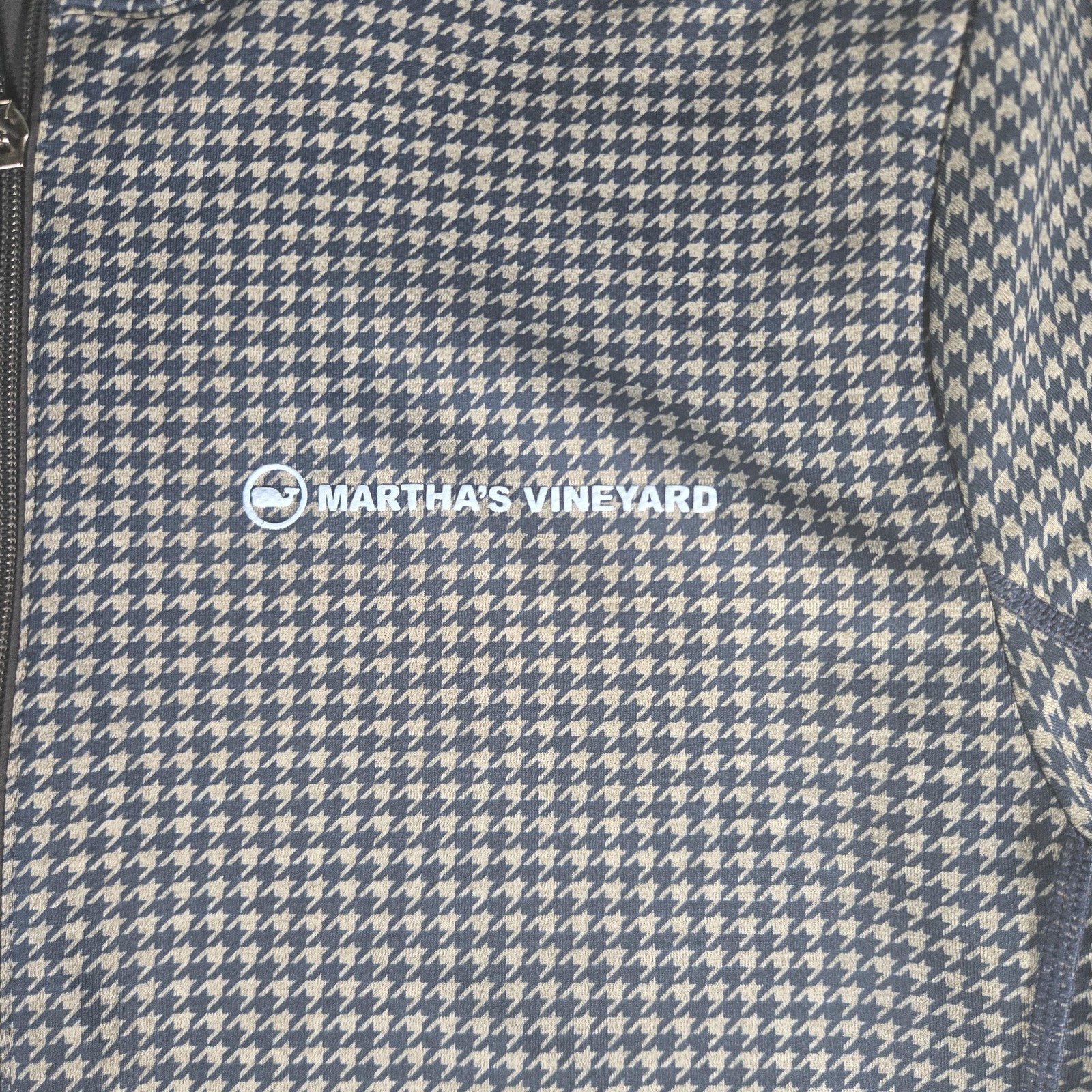 Vineyard Vines Jim Nantz Pullover Mens Medium Blue Houndstooth 1/4 Zip gallery