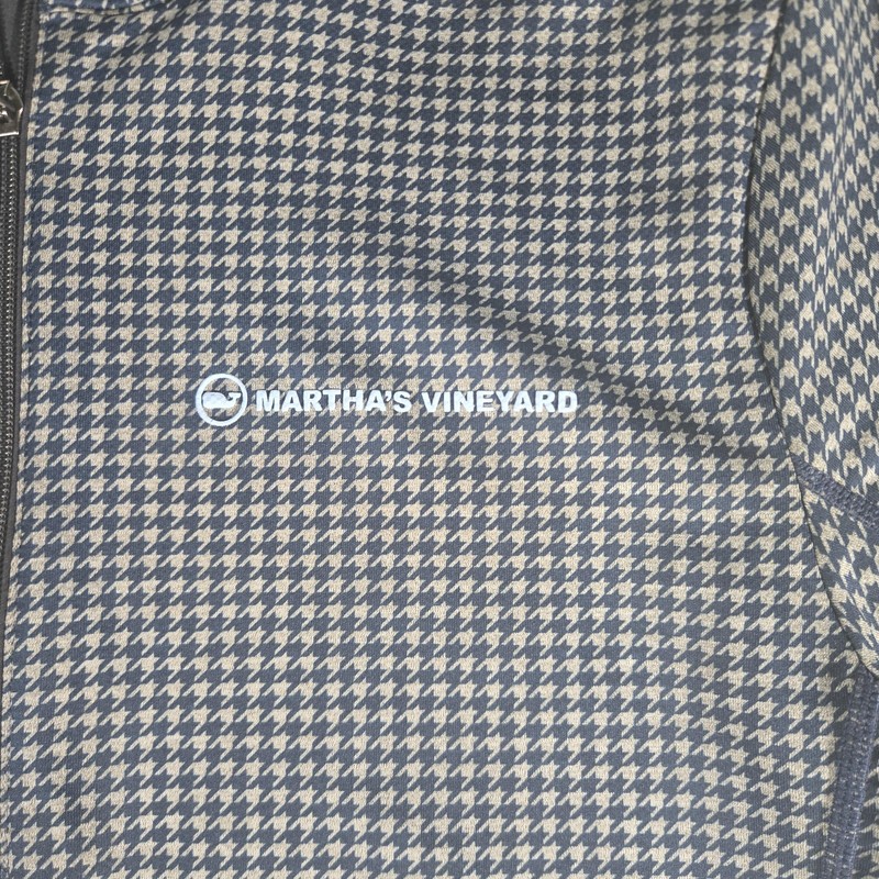 Vineyard Vines Jim Nantz Pullover Mens Medium Blue Houndstooth 1/4 Zip gallery