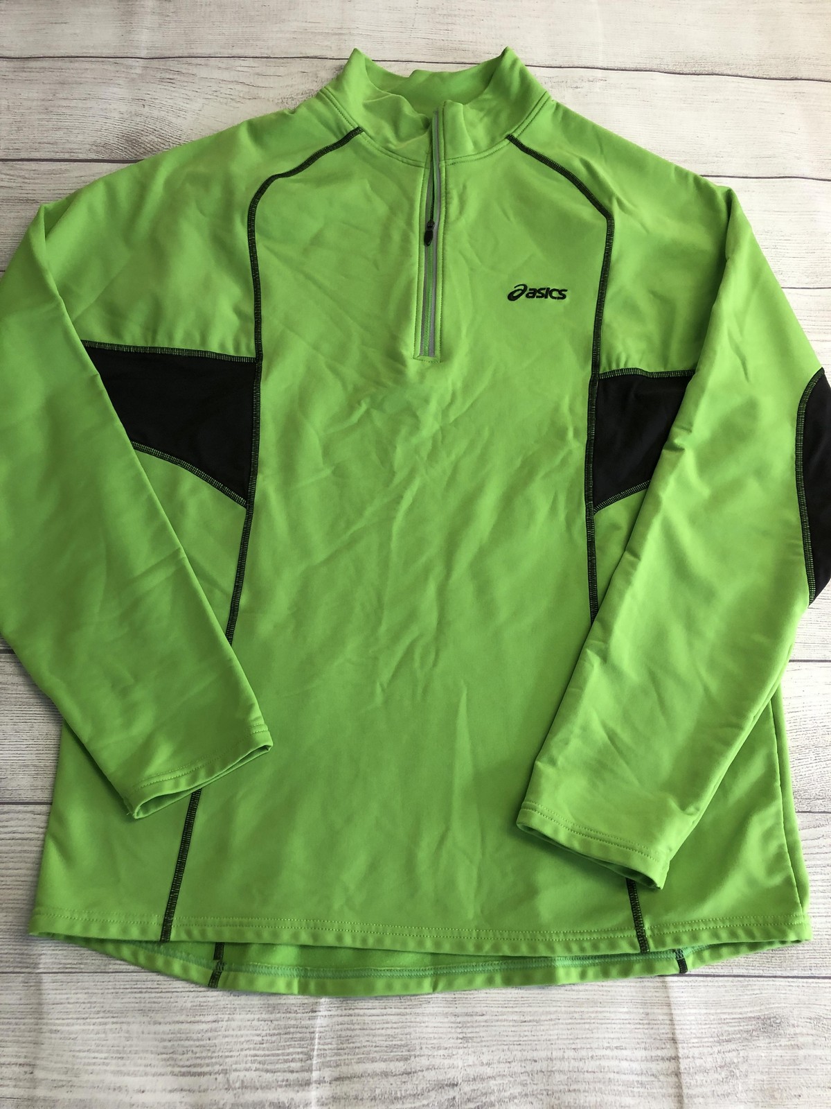 Asics Pullover Mens Large Green Long Sleeve 1/4 Zip Athletic Performance Top gallery