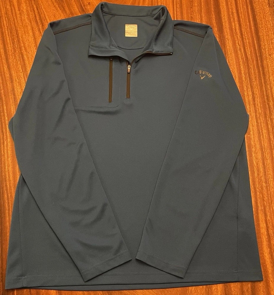 Callaway Opti-Dri Mens XL Blue Golf Pullover 1/4 Zip Long Sleeve Performance