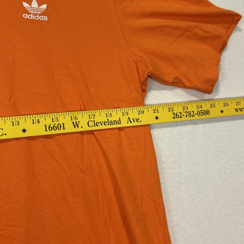 Adidas Essentials TShirt Large Orange Embroidered Logo Trefoil Mens IY5367 gallery