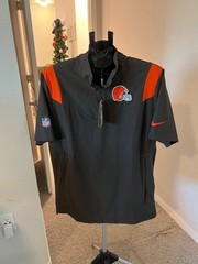 Cleveland Browns NFL Football Nike Sideline Coach Chevron Lockup Quarter-Zip NWT