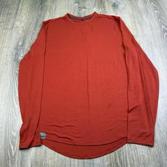 Hoka One One Mens Adobe Red Long Sleeve Crew Neck Dri Release Shirt Size S