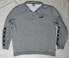 PUMA MENS XL SHIRT GRAY HEATHER 1/4 ZIP FLEECE LS KANGAROO POCKET HEAVYWEIGHT