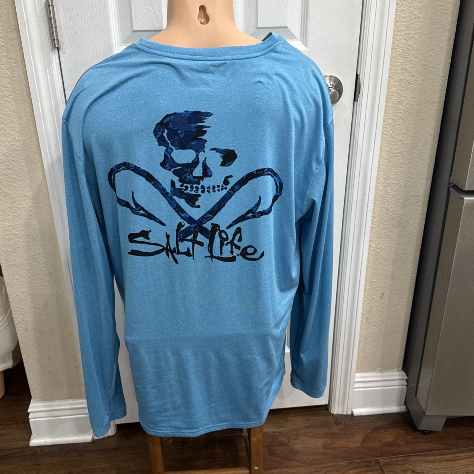 Salt Life Men's Long Sleeve Pocket Shirt Blue Fish Surf Dive Sail XXL gallery