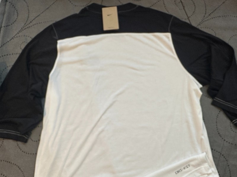NIKE MEN'S 1/2 SLEEVE BASEBALL DRI-FIT BLACK & WHITE SHIRT SIZE L MEN $45.00 gallery
