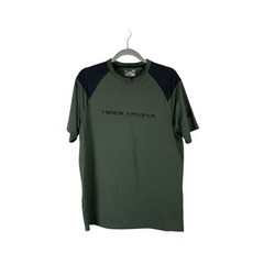 Under Armour HeatGear Loose Fit Short Sleeve Shirt Green & Black Size Small