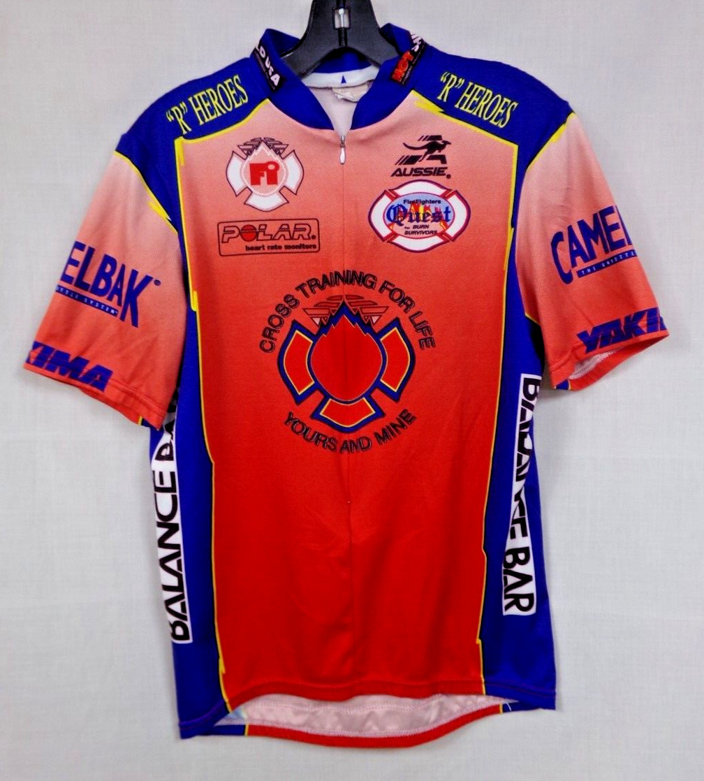 Vintage Fire Fighter Themed Aussie Cycling Jersey Racing Shirt Mens Size Large gallery