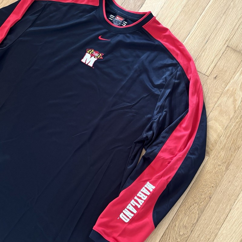 Vintage Nike Elite University of Maryland Long Sleeve Shirt L Y2K Center Swoosh gallery