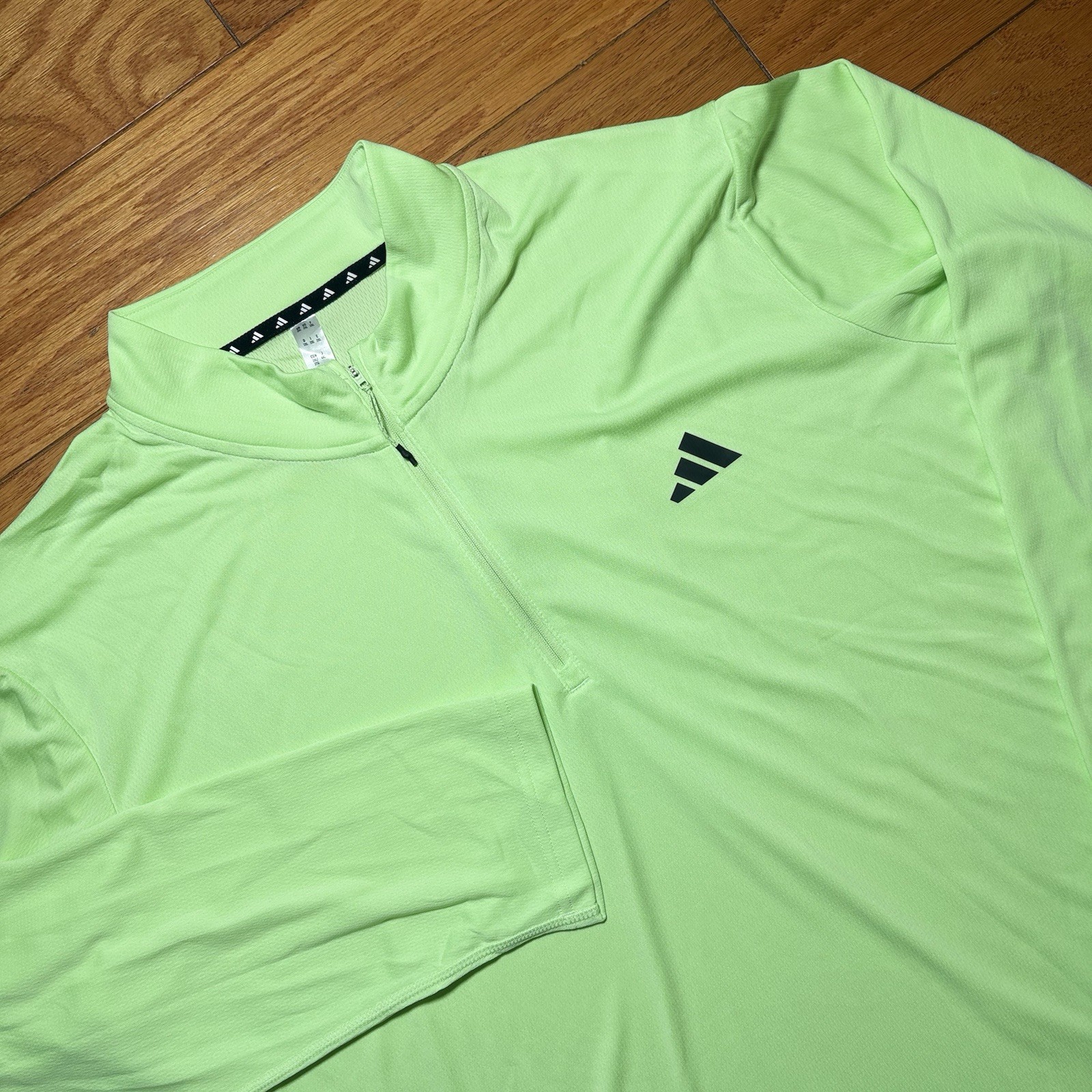 Adidas Mens XXL Lightweight Quarter-Zip Pullover Long Sleeve Shirt Neon Green gallery
