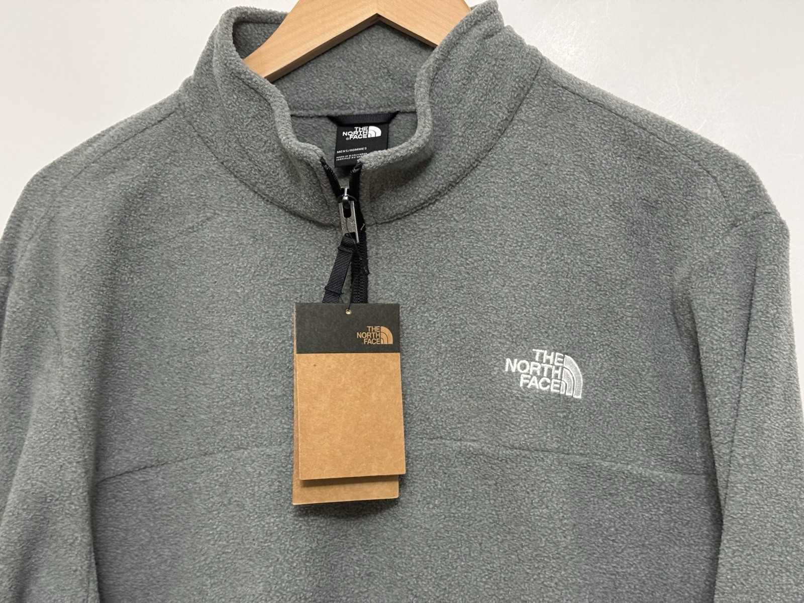 The North Face Anchor Pullover Mens Sz L Grey Heather Fleece 1/4 Quarter Zip NWT gallery