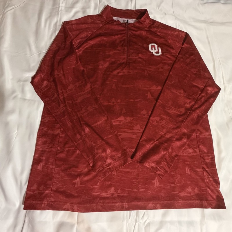 Oklahoma Sooners OU Quarter Zip Pullover Mens XL NCAA Red Colosseum gallery