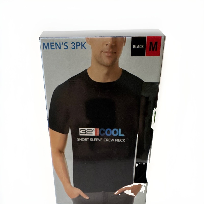 32 Degrees Cool Men's 3-Pack Quick Dry Stretch Crew Neck T-Shirts Black M gallery