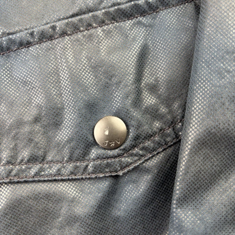 John Varvatos Jacket Mens Extra Large Blue Black Waxed Resign Pockets Full Zip gallery