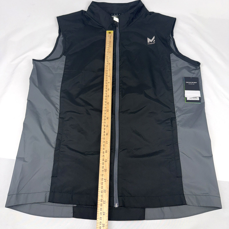 NEW Mission VaporActive Dynamo Vest Mens M Full Zip Black Gray Running FREE SHIP gallery