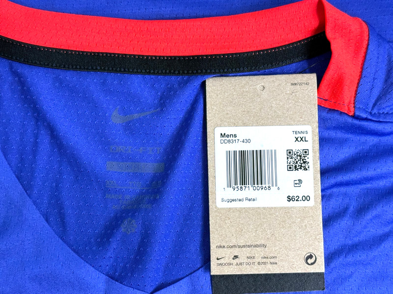 Nike DRI-FIT Advantage Tennis T-Shirt Blue Men's Size 2XL DD8317-430 gallery