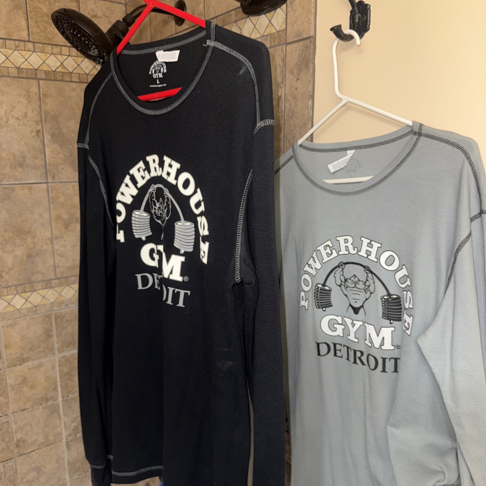 Two Powerhouse Gym Thermal Waffle Shirts Large/ make offer gallery