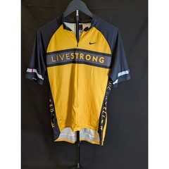 Nike Livestrong Cycling Jersey XXL Yellow Black 1/2 Zip USA Bike Bicycle