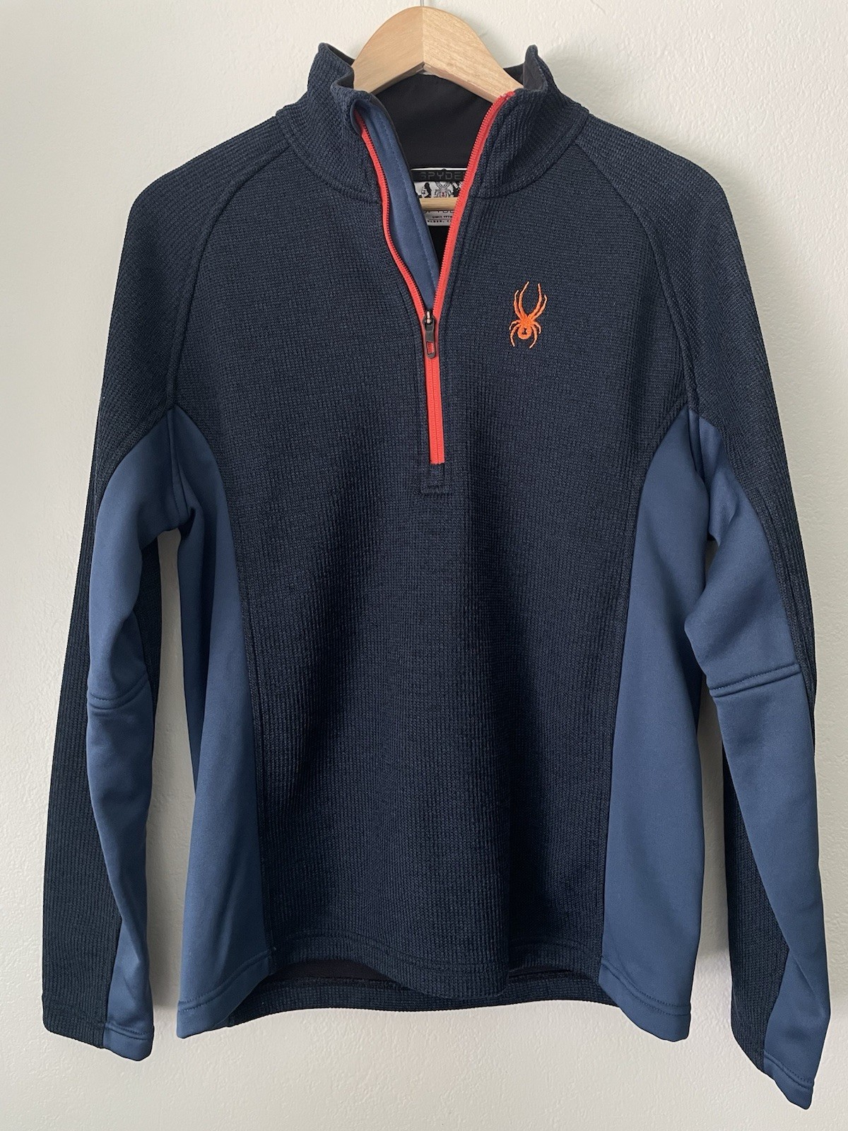Spyder Men’s 1/4 Zip Performance Pullover Jacket Navy Orange M Athletic Hiking gallery