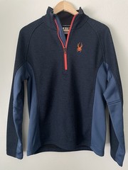 Spyder Men’s 1/4 Zip Performance Pullover Jacket Navy Orange M Athletic Hiking