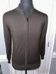 PAUL JONES, OLIVE, MEN’S DESIGNER, ZIP-UP, SWEATER/SHIRT Size: S