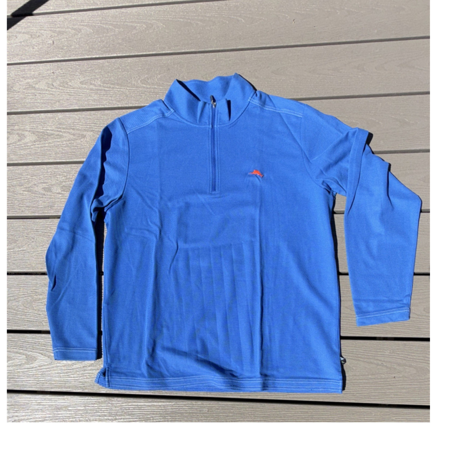 Men's Blue L Tommy Bahama 1/4 Zip Mock Neck Long Sleeve Activewear Pullover gallery