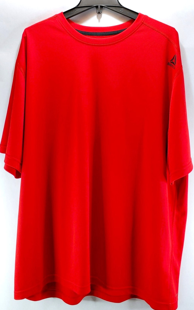 Reebok Dry Fit T SHIRT Mens Size XXL 2XL Red Short Sleeve Crew Neck!