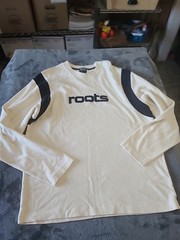 Vintage NWT Roots Athletic Mens Long Sleeve XL Shirt. White/Blue 90s. Y2K Preppy
