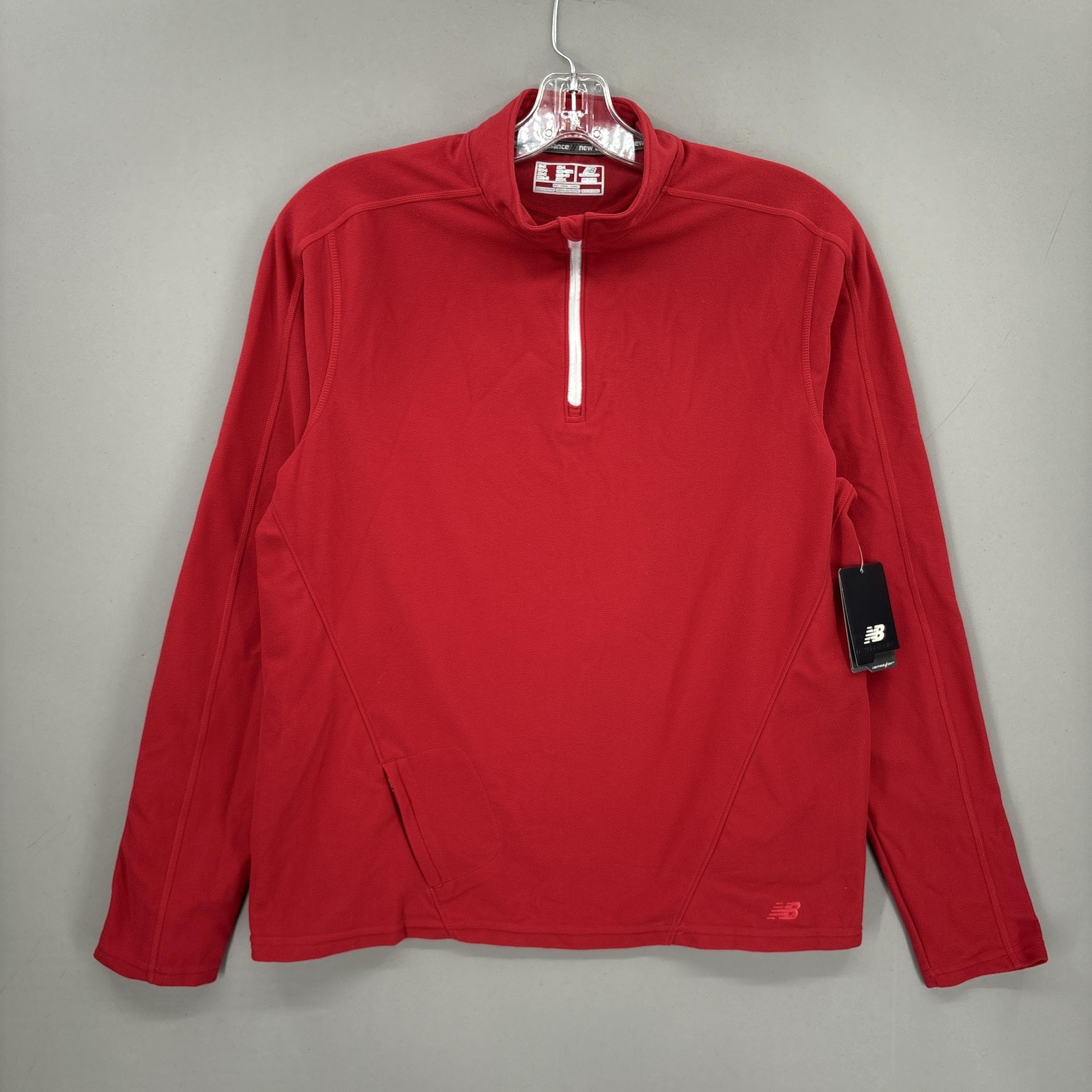 New Balance Pullover Mens Medium Red Lightning Dry 1/4 Zip Running Fleece gallery