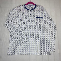 Morales Lounge Shirt sz 44 White Blue Henley 90s Retro Casual Retro Dad VINTAGE